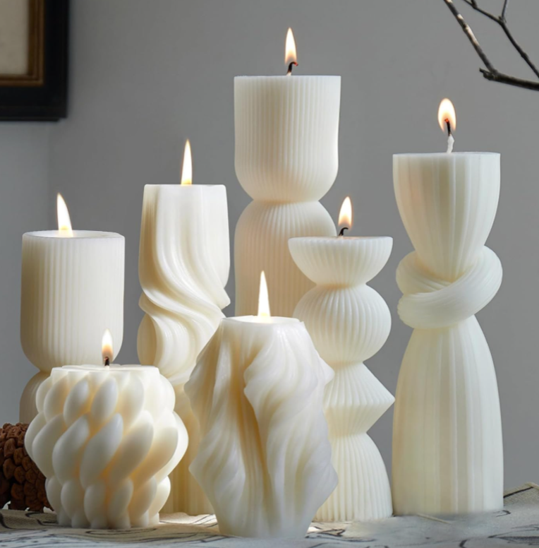 Collection of White 3D Twisted Art Scented Candles